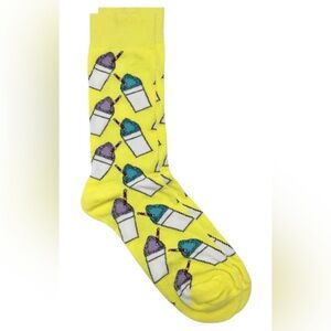 NWT BONFOLK Slushy Slurpee Sno Cone Yellow Socks Adults One-Size